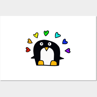 LGBTQ penguin with rainbow Posters and Art